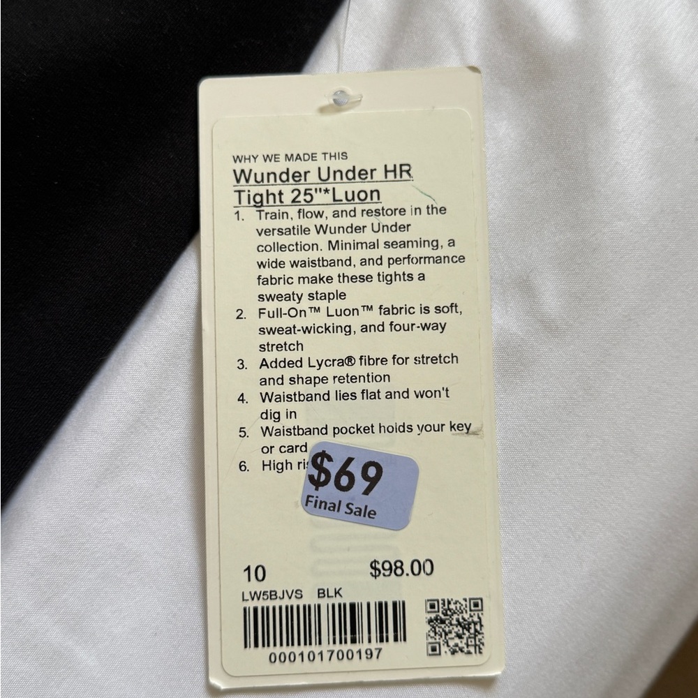 lululemon athletica Black Wunder Under HR Tight 25" Luon Leggings